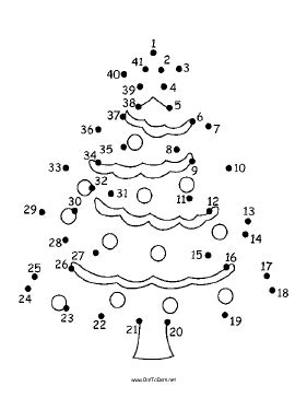 Printable Christmas Tree Dot To Dot Puzzle Kerstwerkbladen Kerstkleurplaten Werkbladen