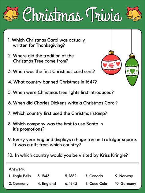 Printable Christmas Trivia With Answers