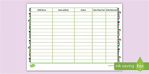 Printable Classroom Library Check Out Sheet Twinkl