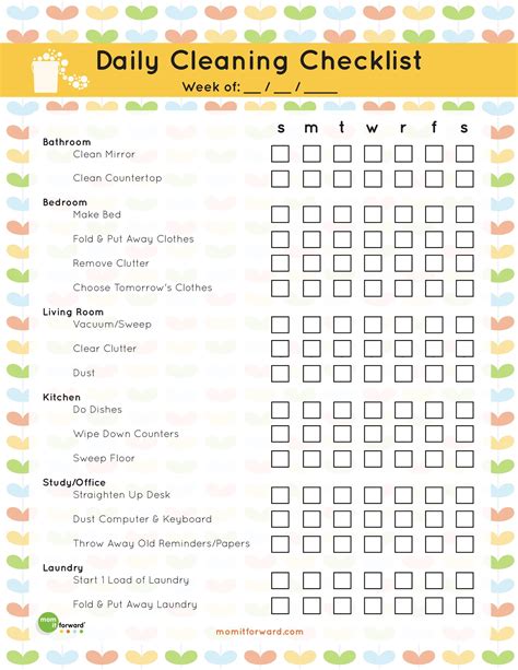 Printable Cleaning Checklist Template