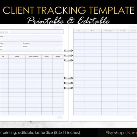 Printable Client Tracking Client Log Page Hairstylist Client Etsy