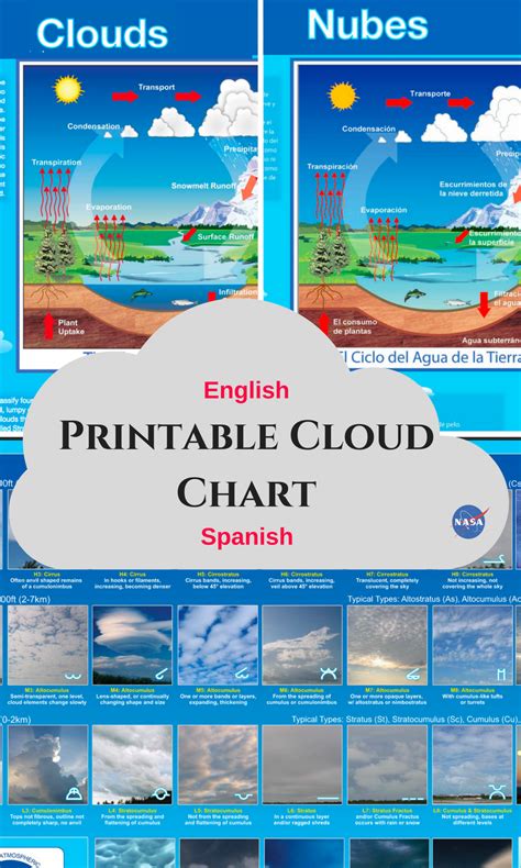 Printable Cloud Chart in English or Spanish Download a twopage cloud