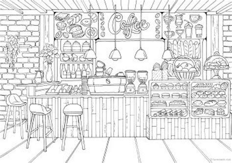 Printable Coffee Shop Coloring Pages