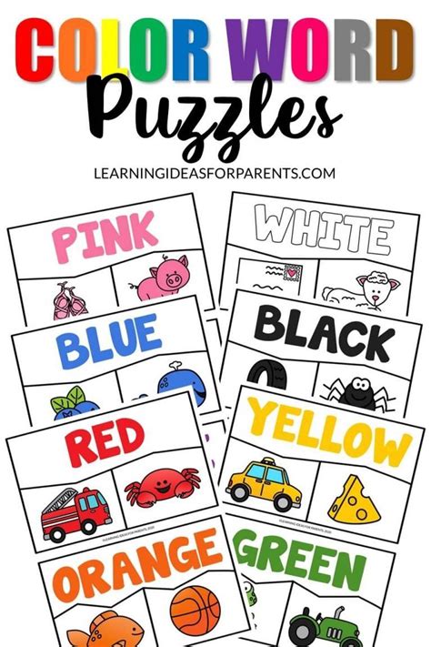 Printable Color Words Puzzles For Learning Color Words