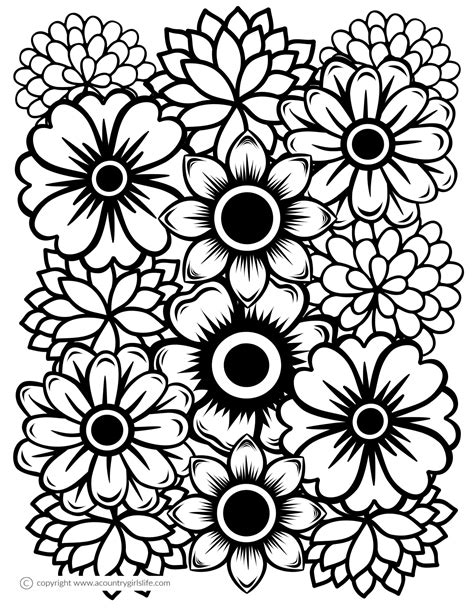 Printable Coloring Pages For Adults Flowers Button