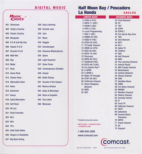 Printable Comcast Channel Guide 2020 Customize and Print
