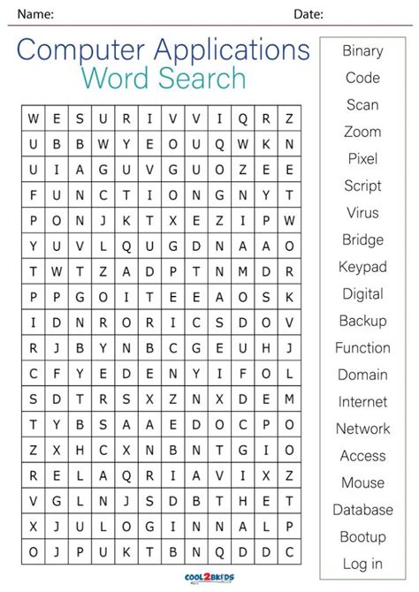 Printable Computer Word Search Cool2bkids
