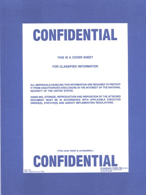 Printable Confidential Cover Shee