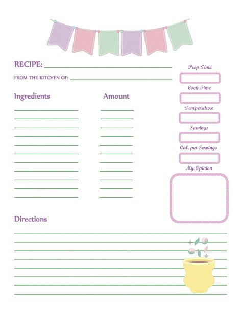 Printable Cookbook Template