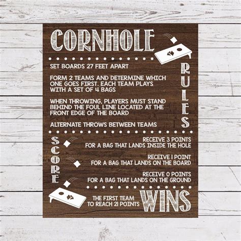 Printable Corn Hole Rules