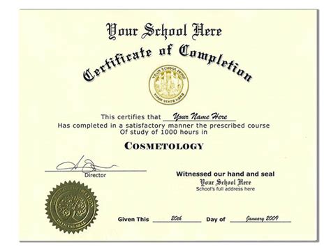 Printable Cosmetology License Template