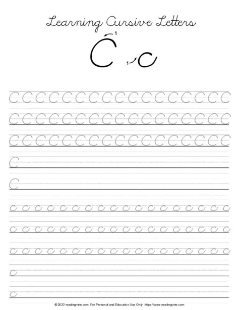 Printable Cursive Letter C Print Letter C in Cursive Writing