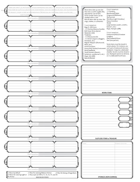 Printable D D Inventory Sheet Printable Word Searches