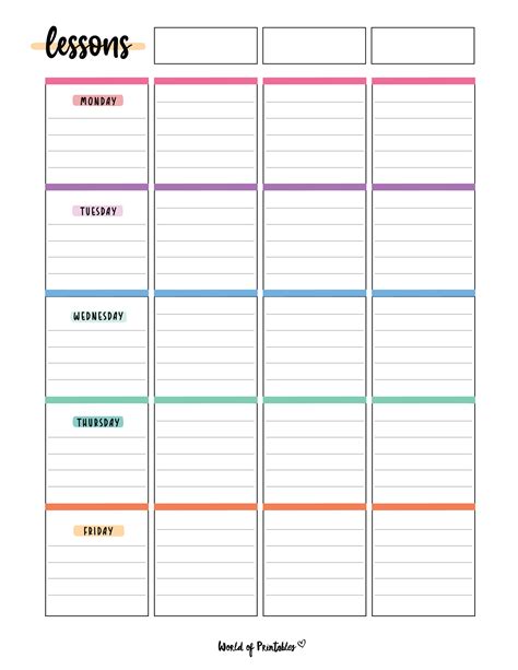 Printable Daily Lesson Plan Template Printable Templates