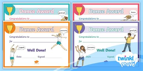 Printable Dance Certificates - KS2 - Twinkl Move PE Resource