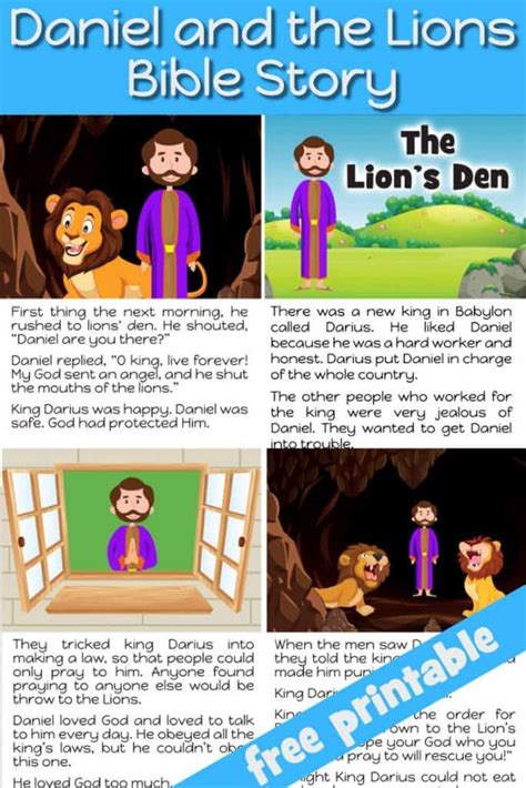Printable Daniel And The Lions Den Story With Pictures