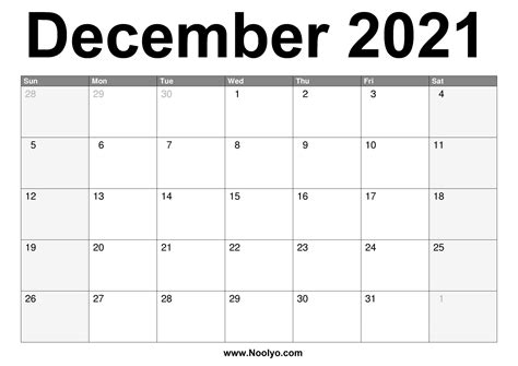 Printable December 2021