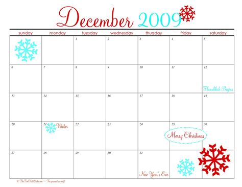 Printable December Calender