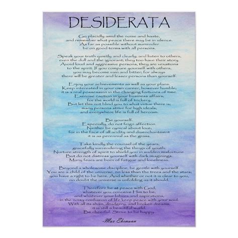 Printable Desiderata Customize and Print