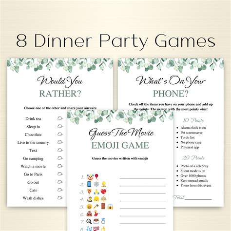 Printable Dinner Party Games