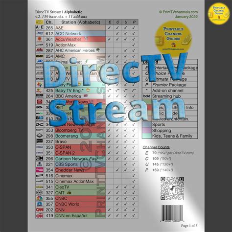 Printable Directv Stream Channel Guide