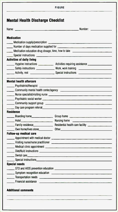 Printable Discharge Planning Worksheet