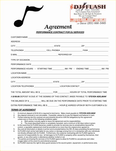 Printable Dj Contract