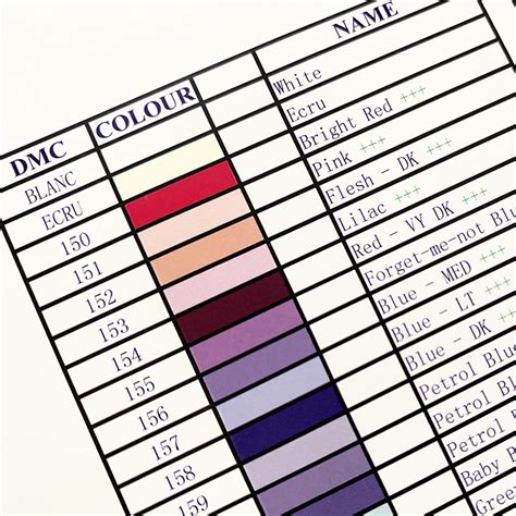 Printable Dmc Color Chart Customize and Print