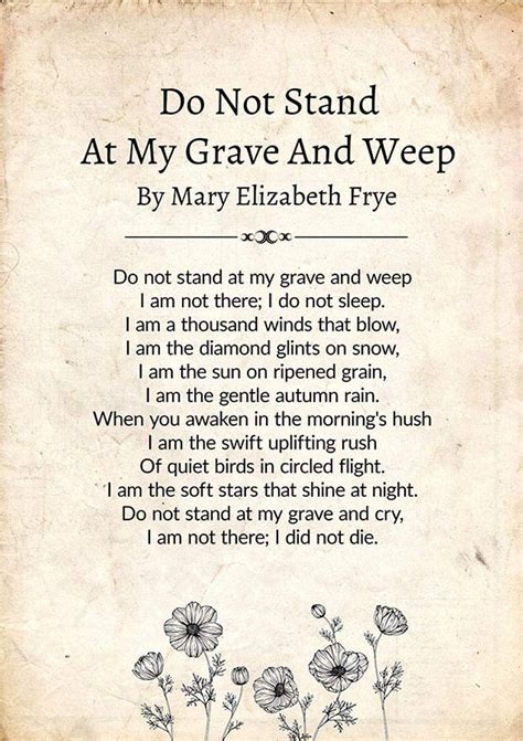 Printable Do Not Stand At My Grave And Weep Poe