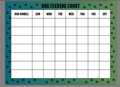 Printable Dog Feeding Chart Customize and Print