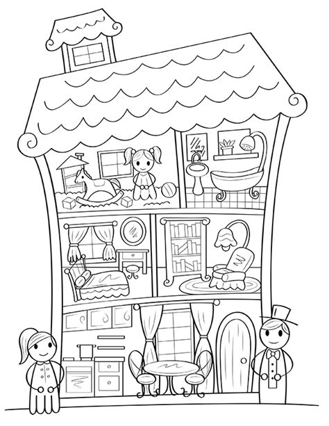 Printable Dollhouse Coloring Page