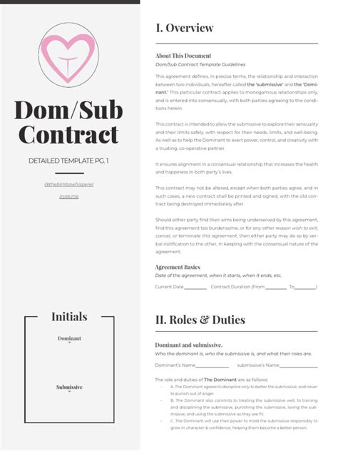 Printable Dom Sub Contract