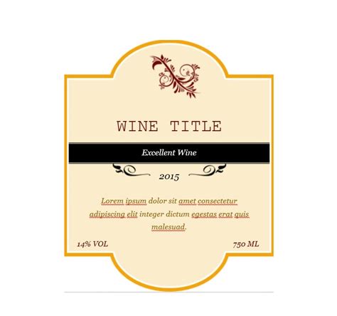 Printable Downloadable Free Wine Label Template