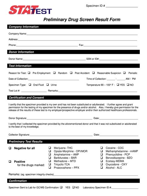 Printable Drug Test Form Fill Out and Sign Printable PDF Template