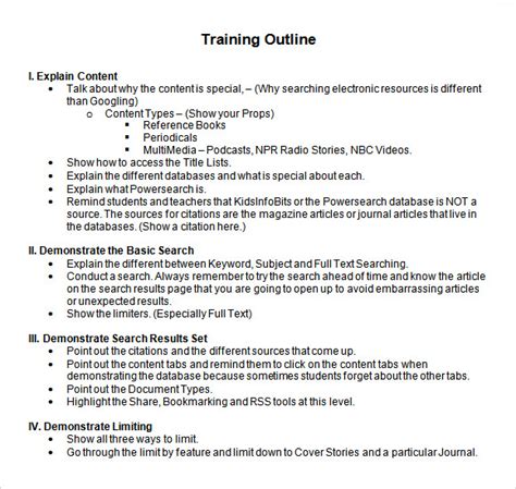 Printable E Learning Course Outline Template Doc Example Riccda