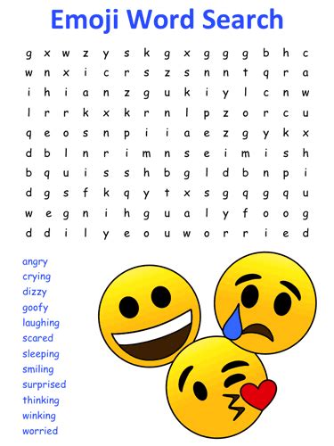 Printable Emoji Word Search