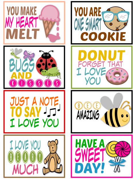 Printable Encouraging Lunch Box Love Notes for Kids