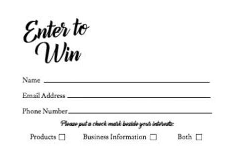 Printable Entry Forms For Giveaways