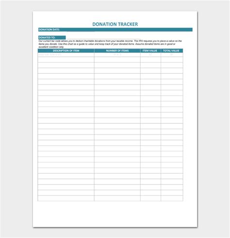 Printable Excel Donation List Template