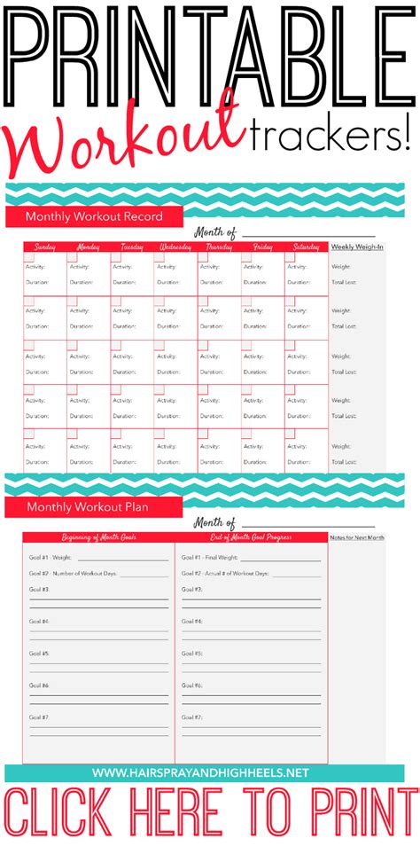 Printable Exercise Schedule