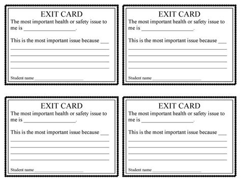 Printable Exit Ticket Template Lesson Plan Visualizing Health and