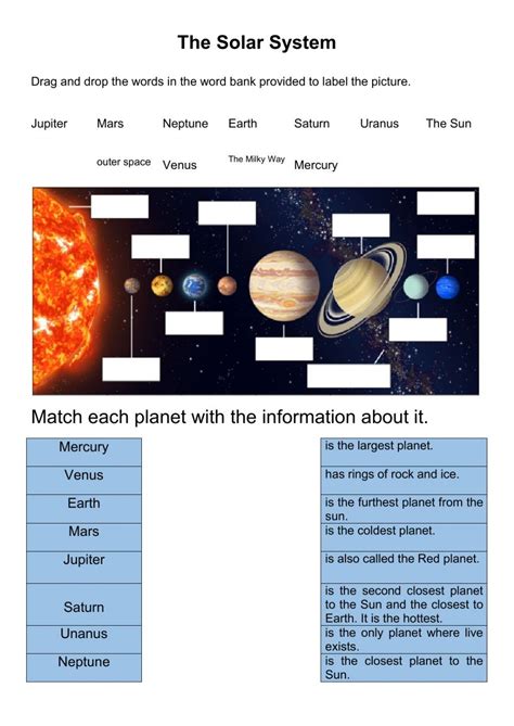 Printable Exploring Solar System Worksheet
