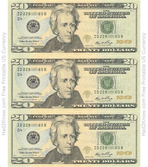 Printable Fake 20 Dollar Bill