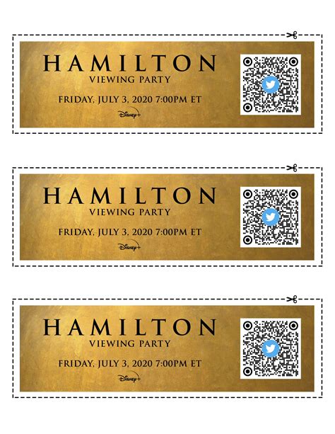 Printable Fake Hamilton Tickets