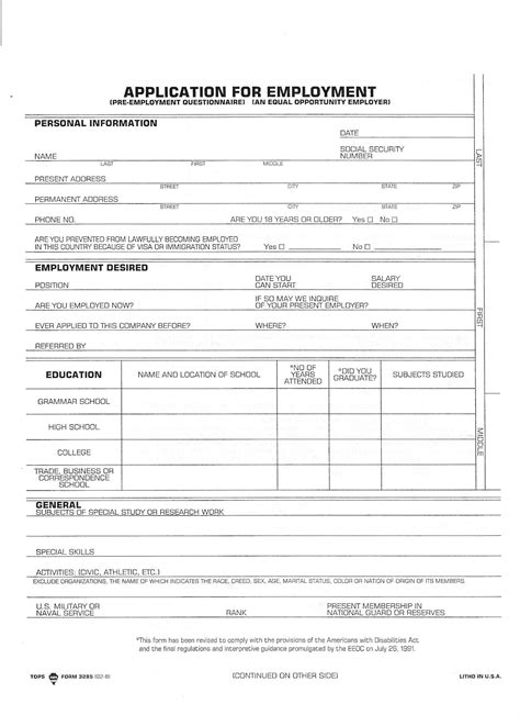 Printable Fake Job Application Printable Application