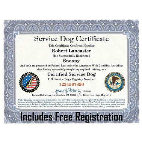 Printable Fake Service Dog Certification