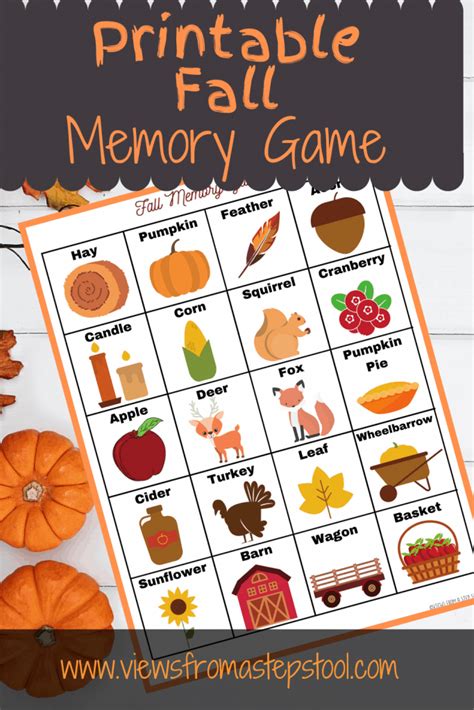 Printable Fall Matching Game Views From a Step Stool