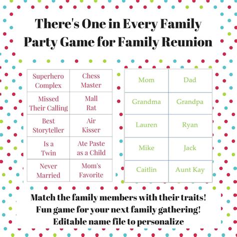Printable Family Reunion Games