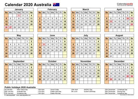 Printable Financial Year Calendar 2020 21 Australia