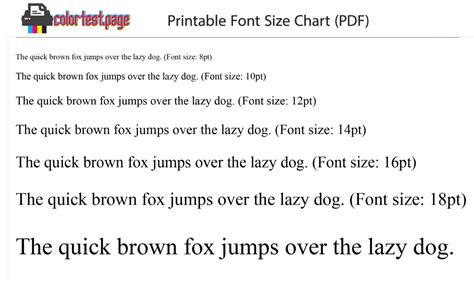 Printable Font Chart